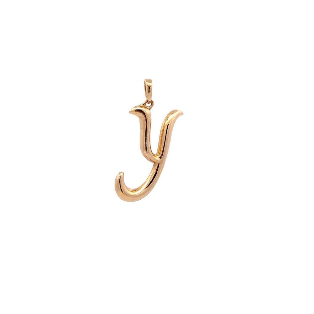 18K Gold Pendant Letter y Initial Alphabet